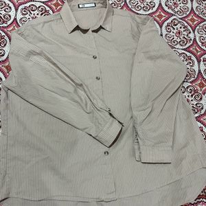 Tan Coloured Shirt With White Stripes