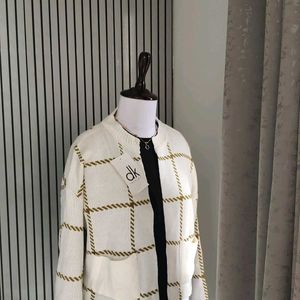 Vintage Checkered Open Front Cardigan