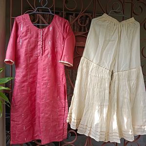 Branded New Beautiful Kurta And Flared Sharara Set