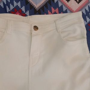 WOMEN WHITE COLOURED BOOTCUT JEANS