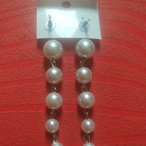 White Beaded Earrings