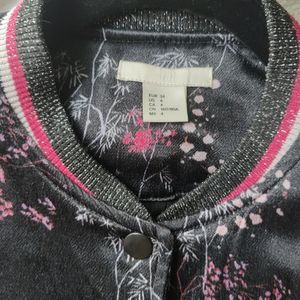 H&M Imported Floral Sakura Bomber Jacket