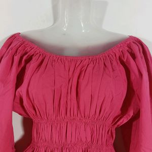 Pink Plain Casual Top (Women)