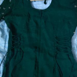 Green  Embellished Chiffon Suit