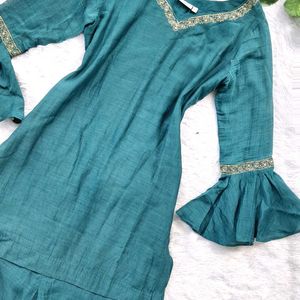 Zari Teal Sharara Set