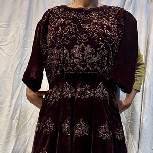 Designer wine Velvet Gown