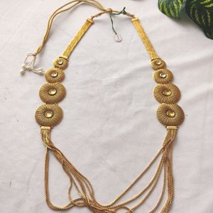 Golden Necklace With Earrings ( Women)