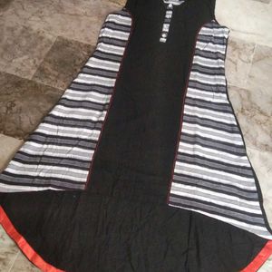 Brand New long black & white cotton kurti