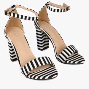 Black And White Heeled Sandals