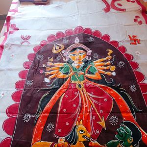 Hand Painted Durga Puja Bengali Saree