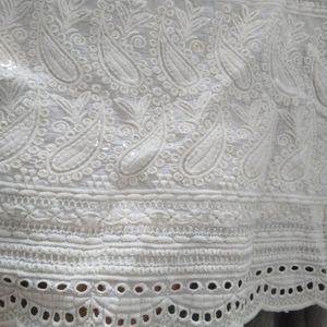 Ethnic Gown With Chikankari White Shrug