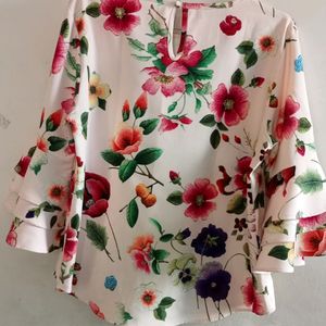 Floral With Beautiful Sleeves Top For Girls