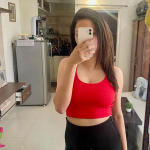 Red Backless Crop Top