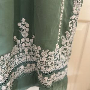 Embroided Green Kurti Set