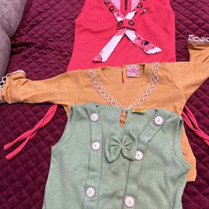 Set Of Three Crop Tops For 2-3 Year Girls