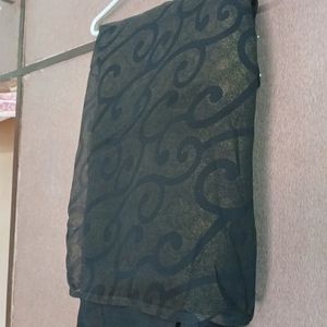 Designer Saree Black Golden Design Soft Net