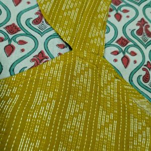 Yellow Flared Sleeve Kurti