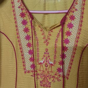 Yoke Design Mustard Yellow Kurta