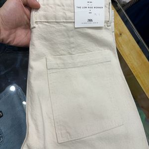 Zara Beige Carpenter Fit Women’s Trousers Size :30