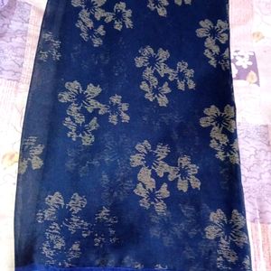 Blue Georgette Floral Print Saree