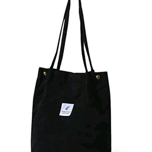 Black Corduroy Tote Bag