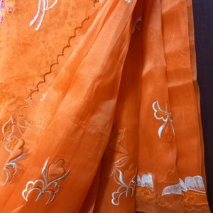 Reduced Price Orange ORGANZA SAREE🧡