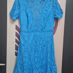 Sky blue backless Dress