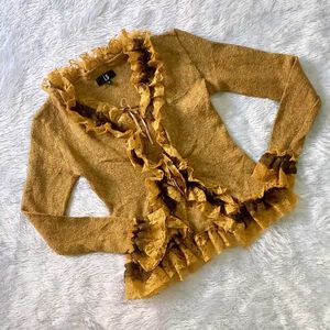 Pinterest Sparkly Mustard Ruffles Cardigan