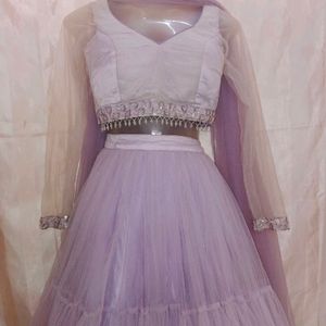 Lavender Pretty Lahmega Choli Set