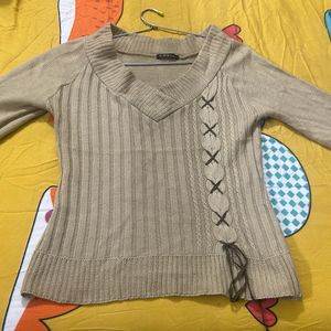 Combo Sweater Top With Hood