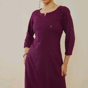 💜 Embroidered Burgundy Kurta