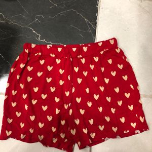 Red Heart Printed Pyjama Shorts