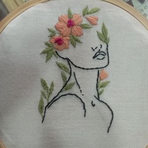 Handmade Embroidery Of Women And Flowers