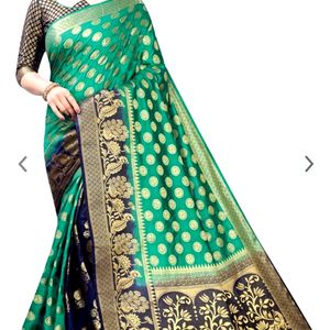 Party Wedding Wear Heavy Golden Design Saree