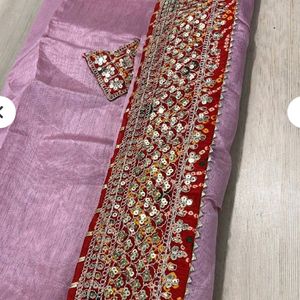 New Cotton Silk Zari Border Saree With Blouse Piec