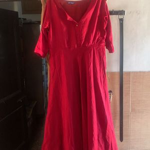 Red Long Anarkali Kurti