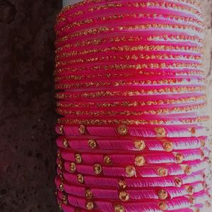 Pink Colour Glittery Bangles