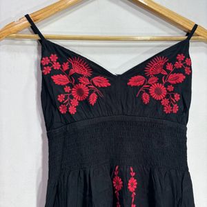 Red Embroidery Maxi Dress