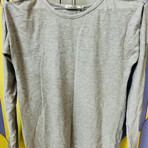 Grey Solid Long Sleeves With Cut-out Detail Top