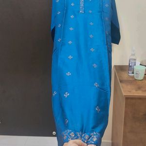 Blue-Kurta With Dupatta