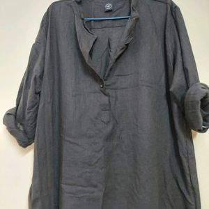 Black Linen Loose Fit Dress