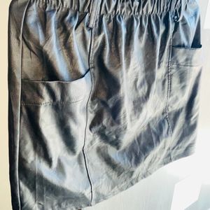 Leather/polyster Short Black Skirt