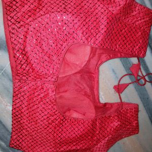 Red Sequence Blouse, Brand New, With Pad