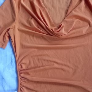 Zara Orange Draped Dress