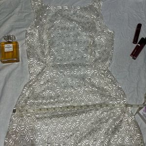 Lace White dress With Back Cut Out