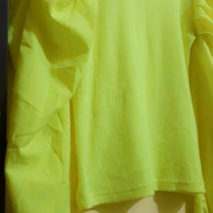 Neon Puffed Sleeves Top