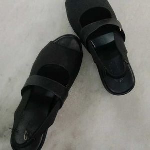 Girls Fancy Matte Black Footwear With Soles...