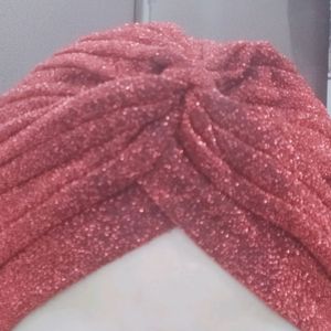 40 Rupees Off,New Shimmer Knot Pleated Turban Cap