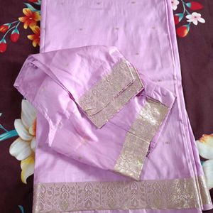 Silver Border Saree With Blouse