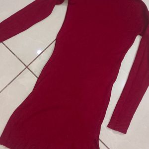 Bodycon High Neck Winter Dress Knee Length